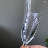 2 antique blown glass champagne flutes, tulip shape.