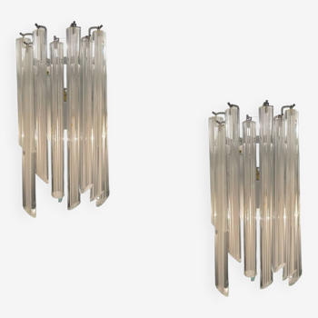 Murano Glass Trilobi Sconces Set of 2 by Venini 1970’s