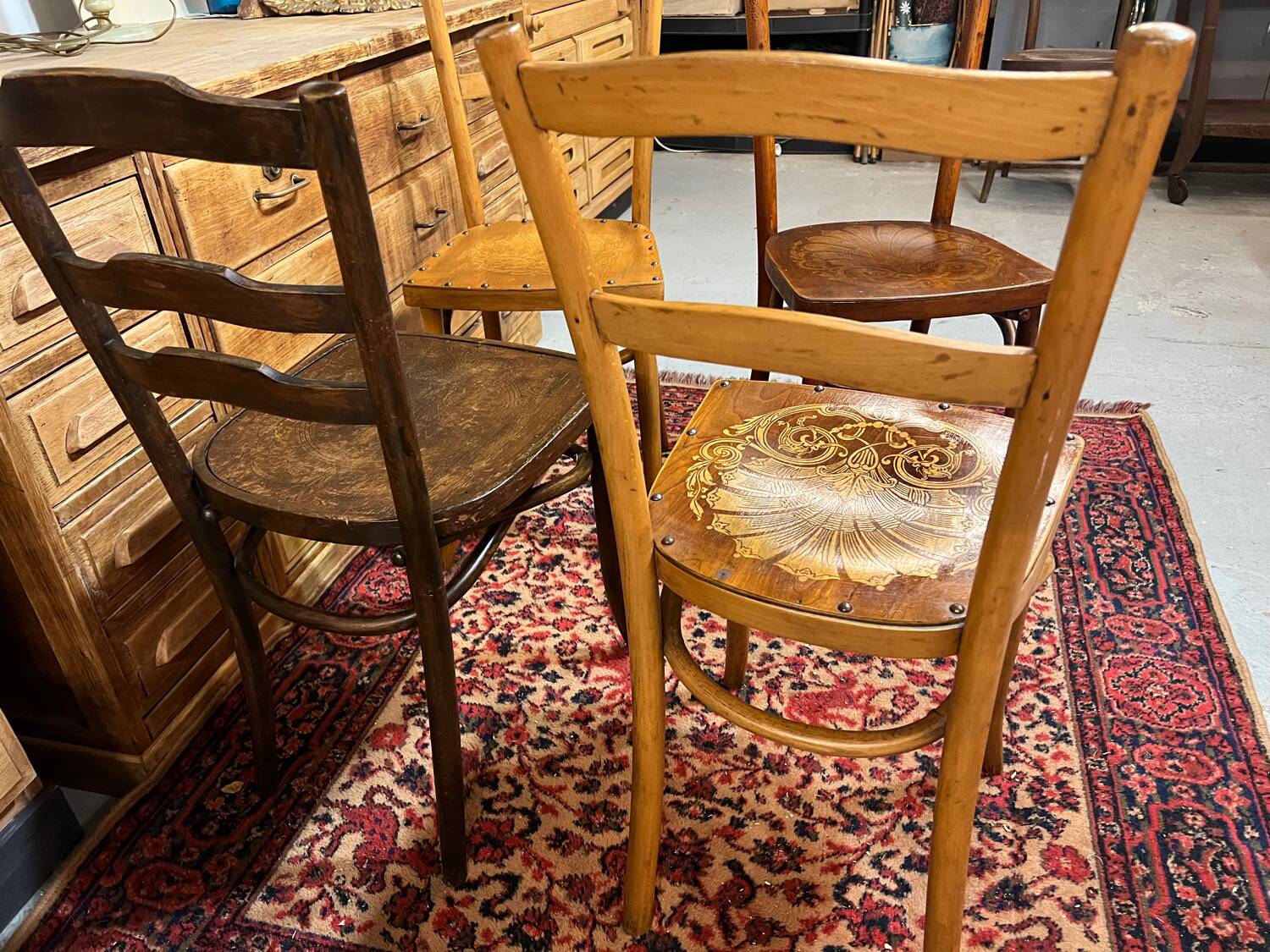 4 old bistro chairs