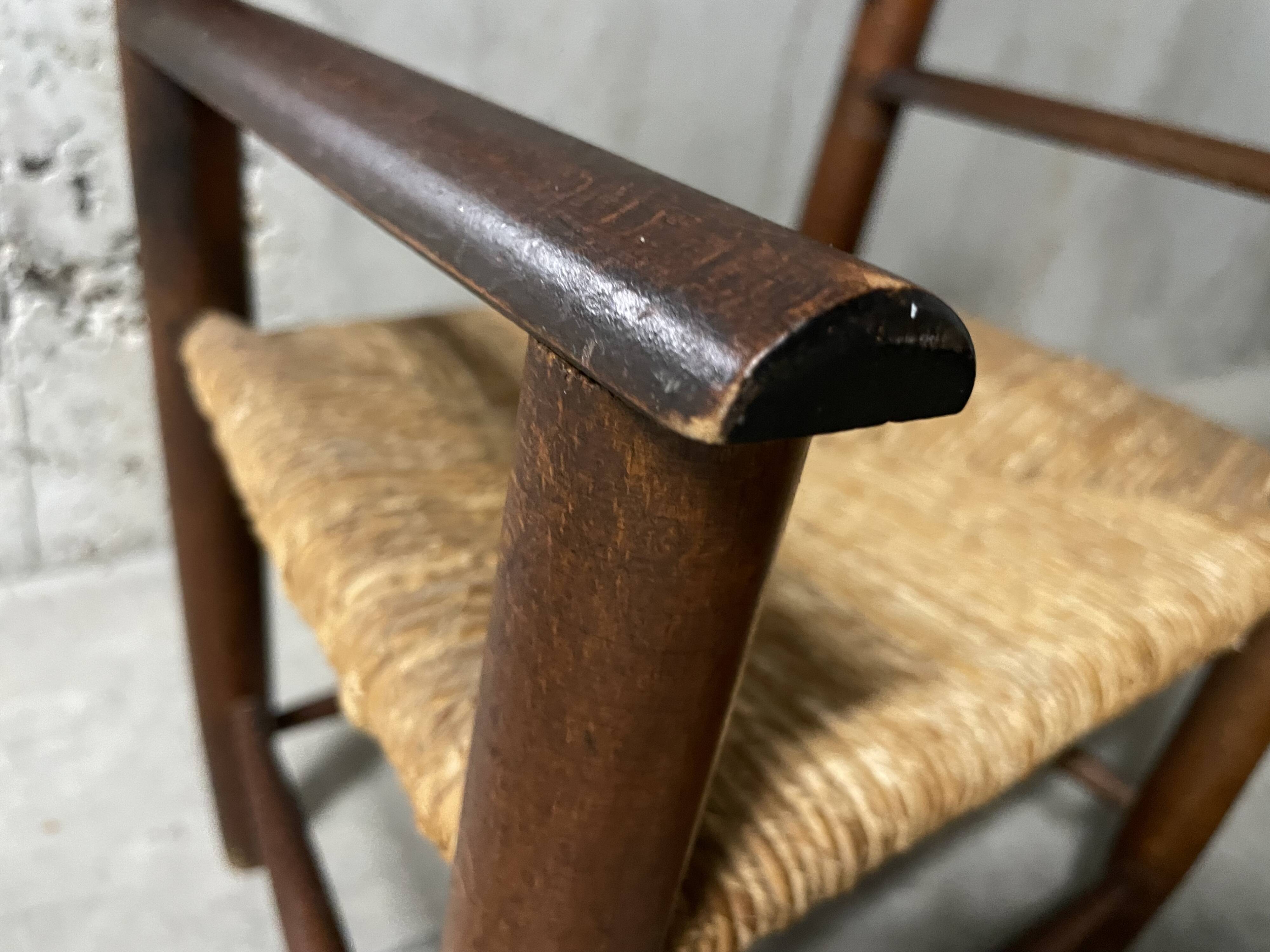 Fauteuil en bois et paille pour enfant