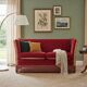 Knole Vintage Canapé in Red Velvet with Floral Cushions, 1950s