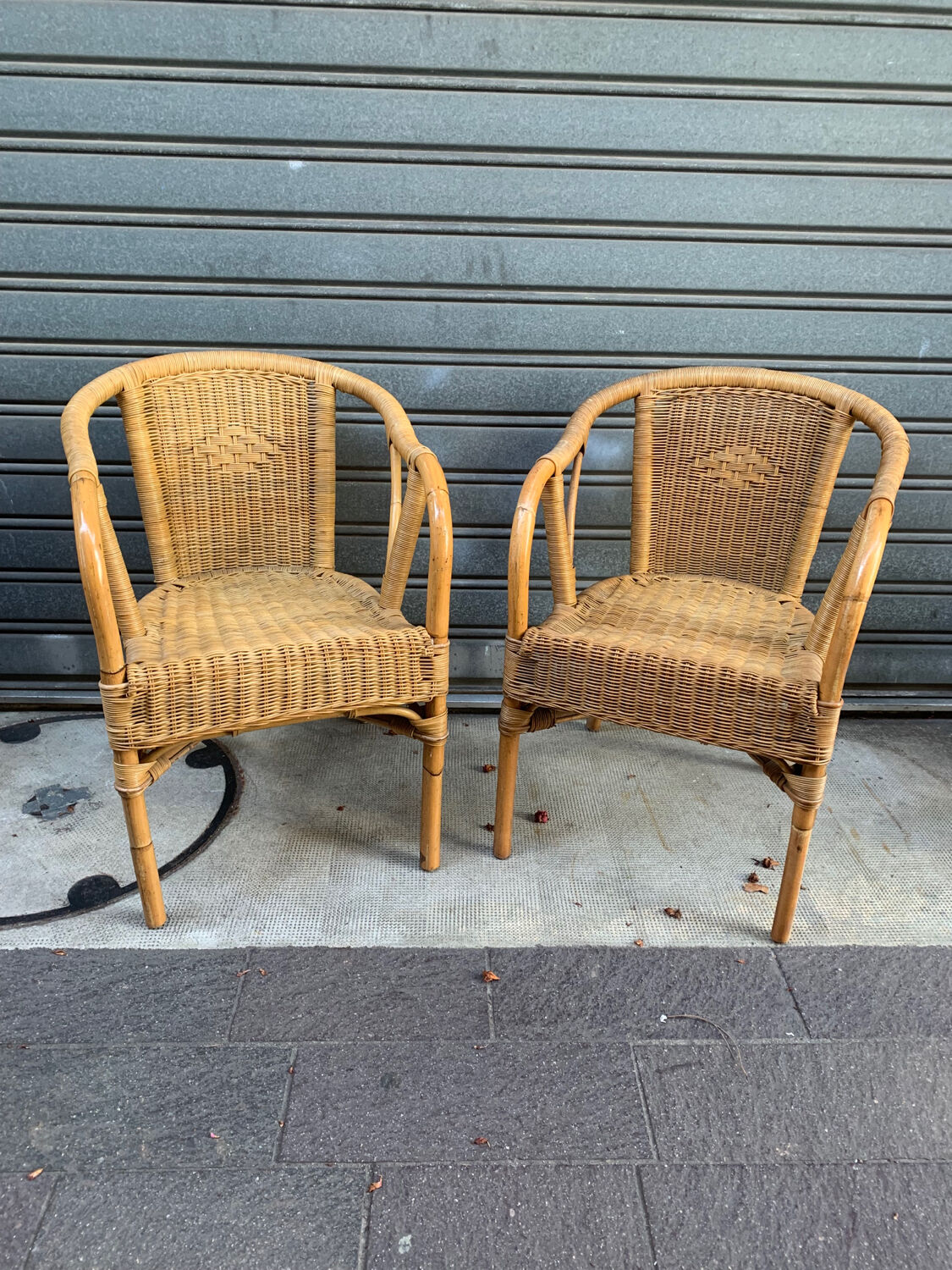Paire de fauteuils en rotin années 80’
