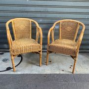 Pair of 80's rattan armchairs