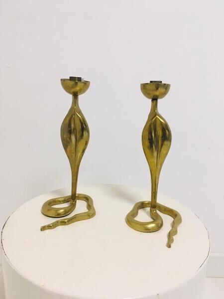 Pair of Snake candle holders