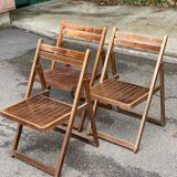 3 Scandinavian folding cane chairs 1950