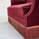 1960s, Danish 3-seater sofa, cherry-red furniture velour, ash wood.