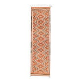 1970s Vintage Turkish Hand-Knotted Wool Cotton Orange Runner Rug 96x346