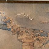 Peinture ancienne aquarelle sud de la France février 48