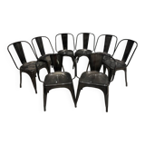 Lot of 6 chairs and two black Tolix armchairs in excellent condition.