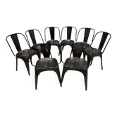 Lot 6 chaises et deux fauteuils Tolix noir excellent état