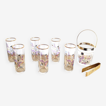 Crystal glasses and ice bucket