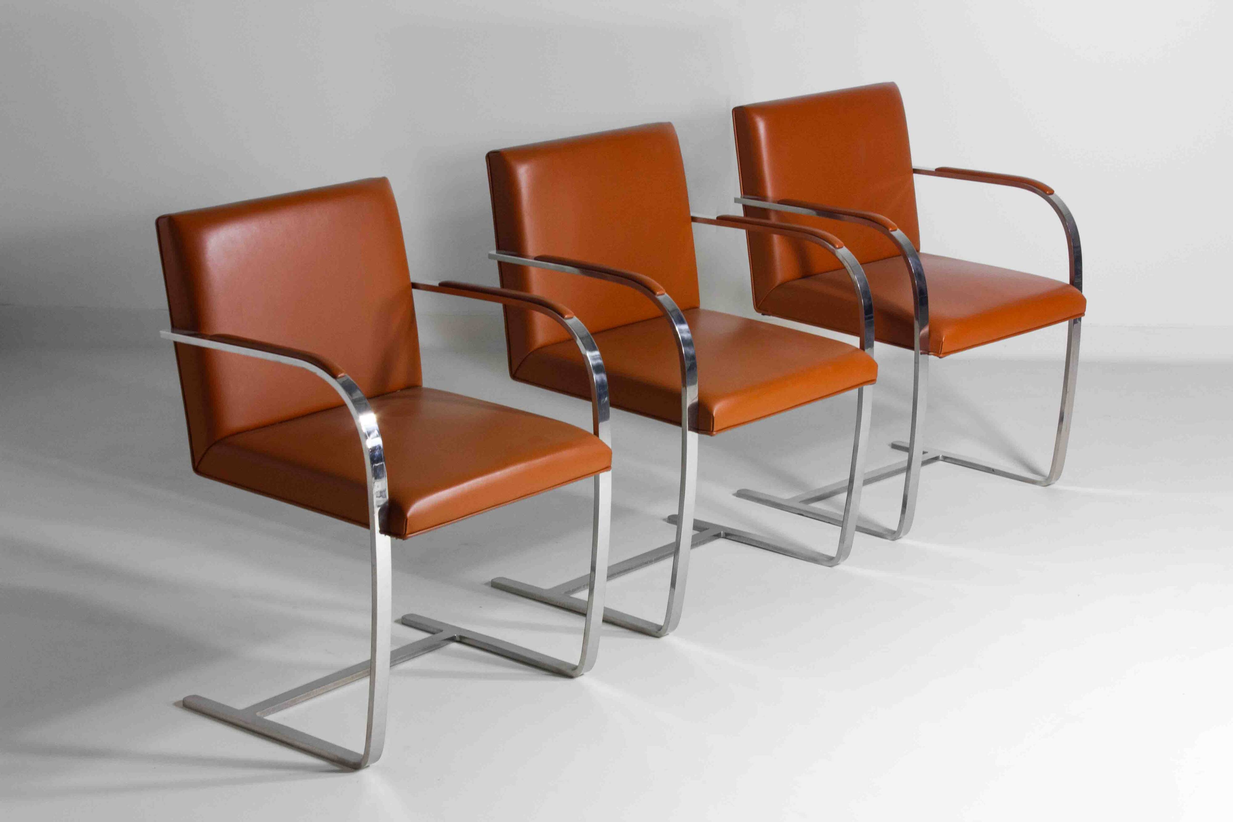 Set of 3 BRNO chairs by Mies van der Rohe for Knoll International, 1970s