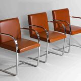 Set of 3 BRNO chairs by Mies van der Rohe for Knoll International, 1970s