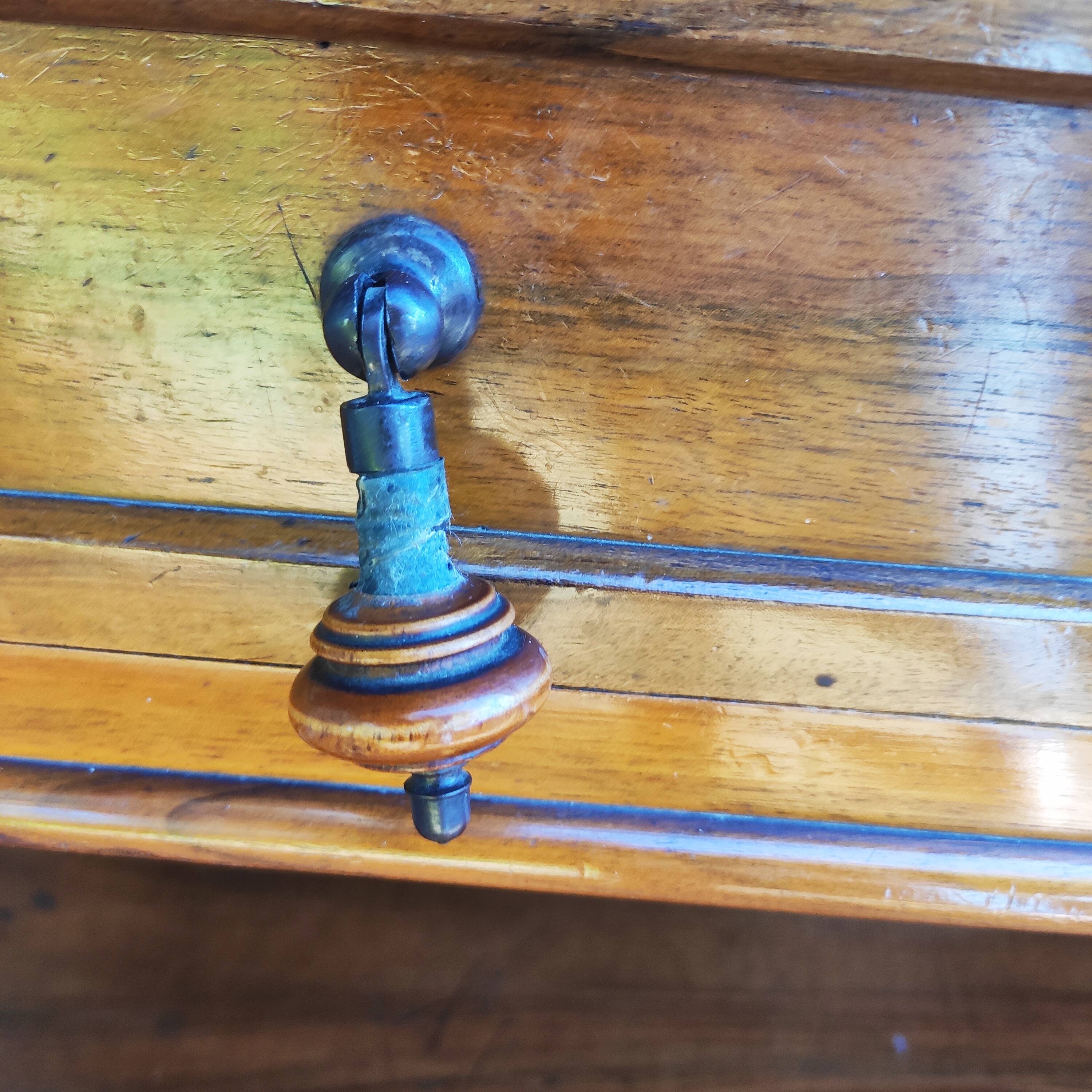 Old solid blond walnut console table