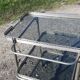 Rolling service silver metal and bluish glass