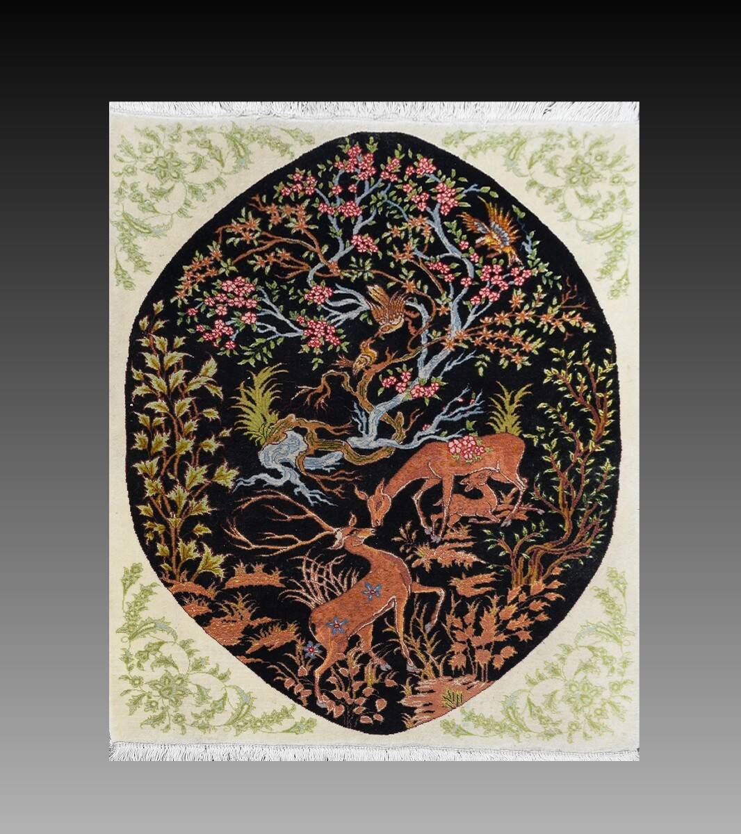 Oriental carpet TABRIZ Iran Wool and Silk: 95 x 75 cm - "Galerie Sardje"