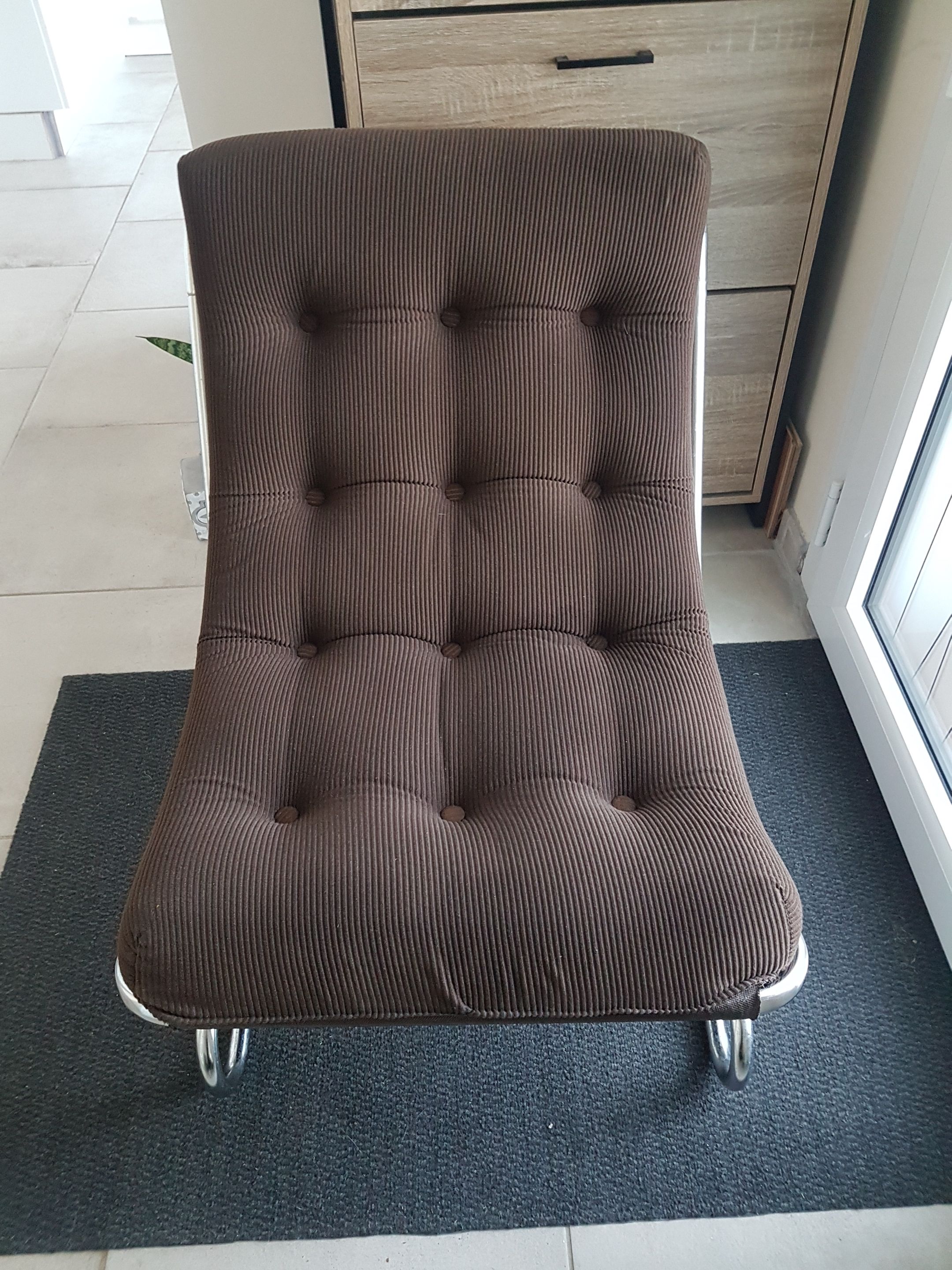 Chair tubular in Brown velvet of the 1970s