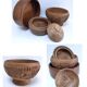 four vintage solid wood bowls