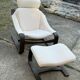 Ensemble de fauteuils et poufs scandinaves vintage en bois courbé, années 1970