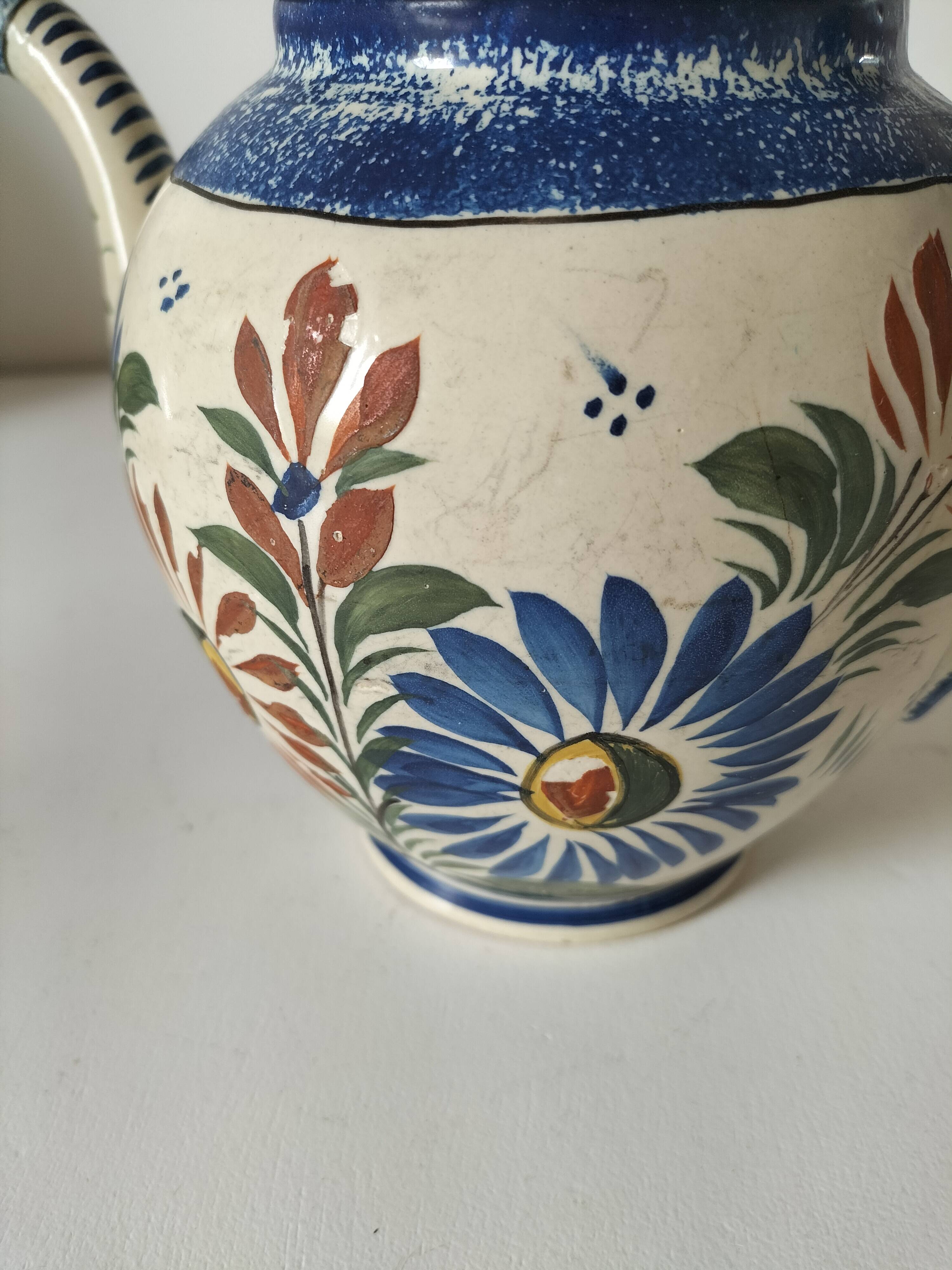 Henriot Quimper teapot – floral relief decoration