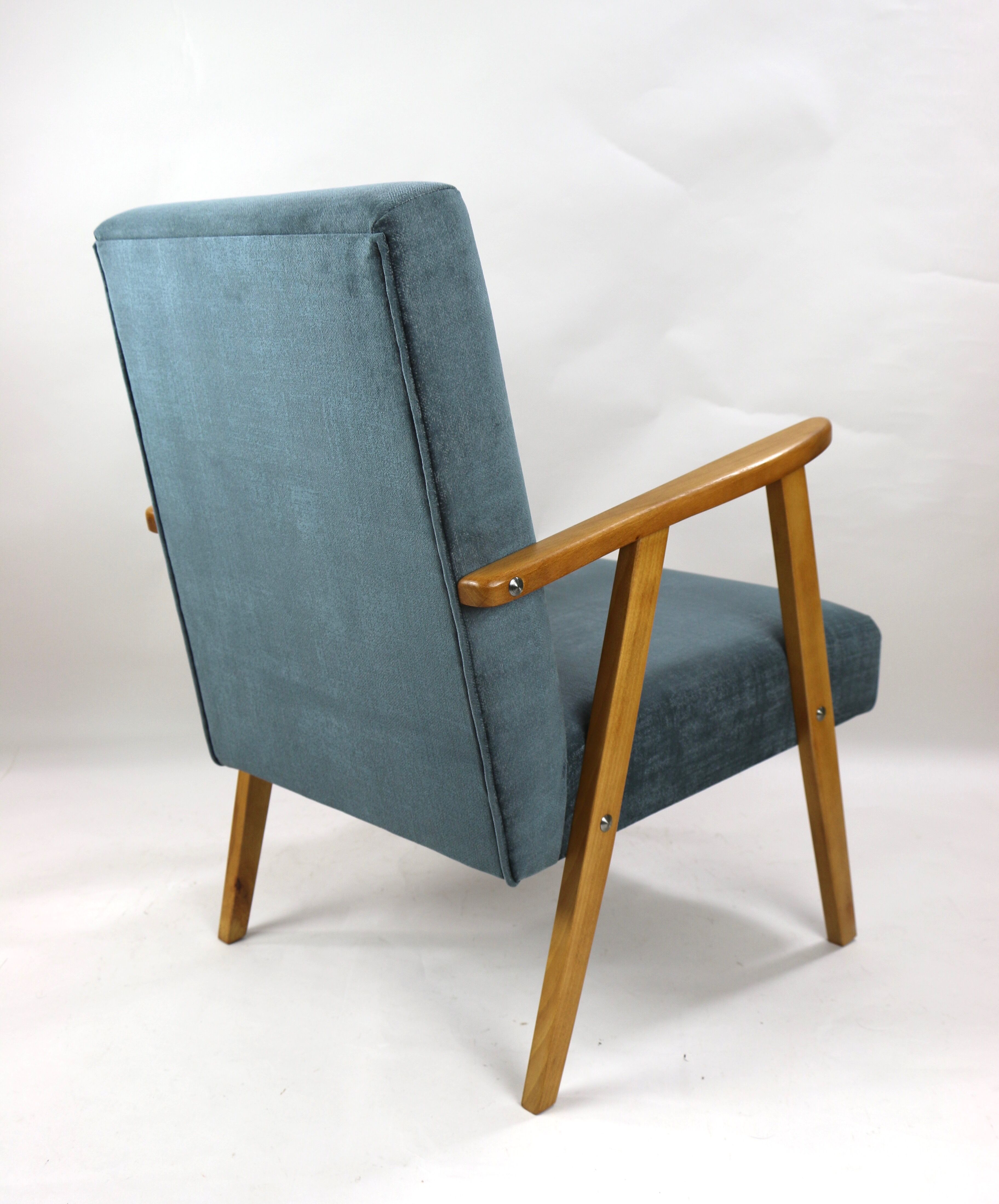 Set of 2 grey velvet armchairs, 1970s