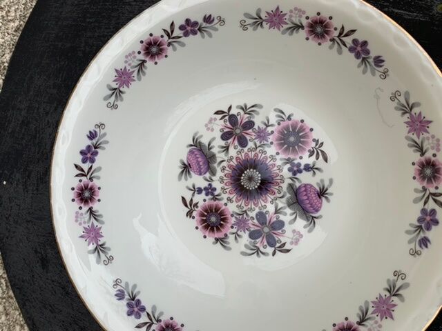 Paris porcelain salad bowl vintage floral motif 1970