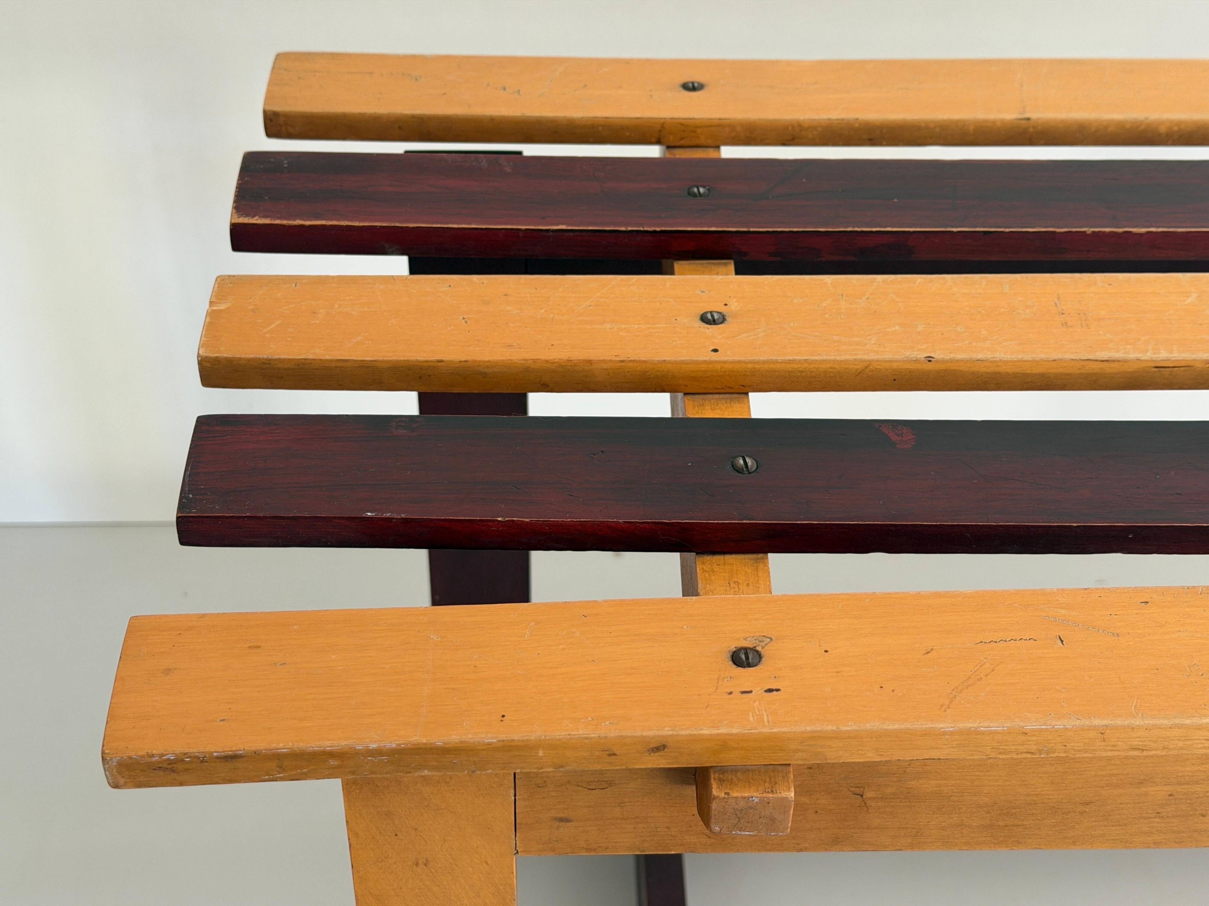 Mid-century Italian solid wood two-tone bench, 1950s, Italy