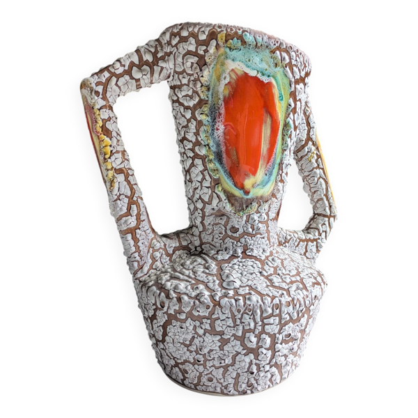 Vase Brutaliste ''Fat Lava'' Mid century