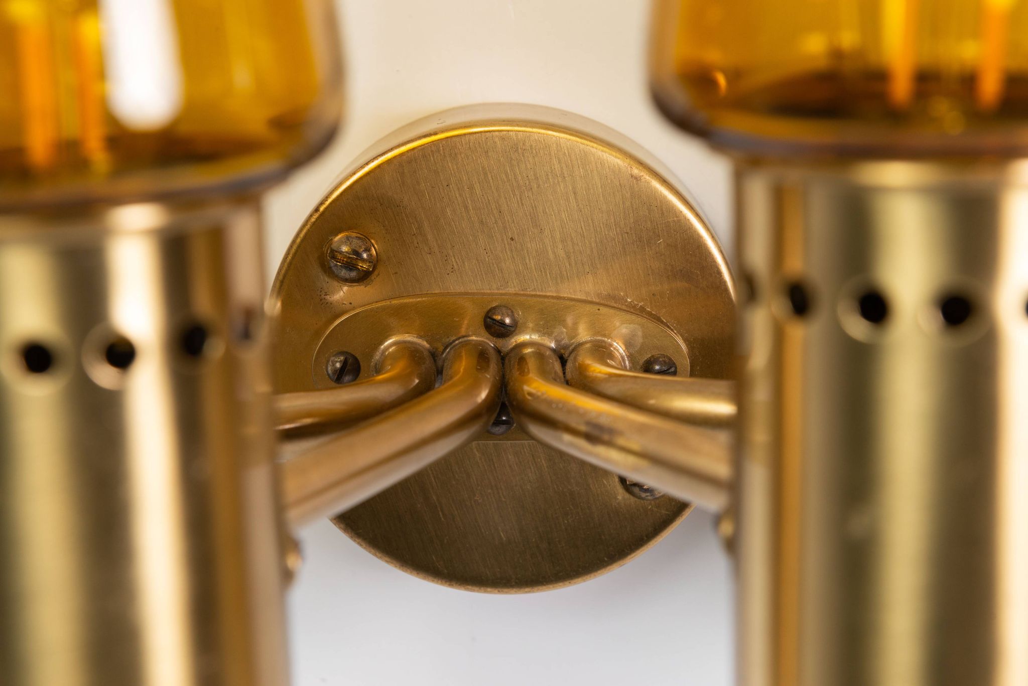 Hans Agne Jakobsson wall lamp made from brass with orange shades