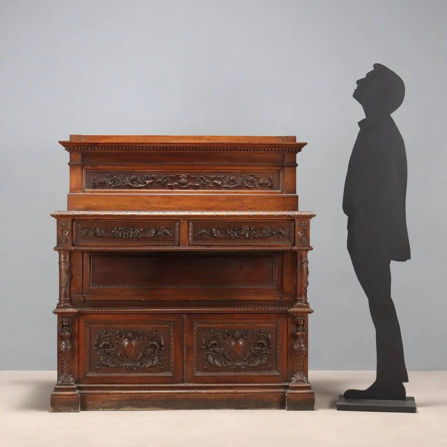 Antique walnut buffet in neo-Renaissance style, 19th century.