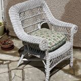 Vintage rattan kids garden armchair