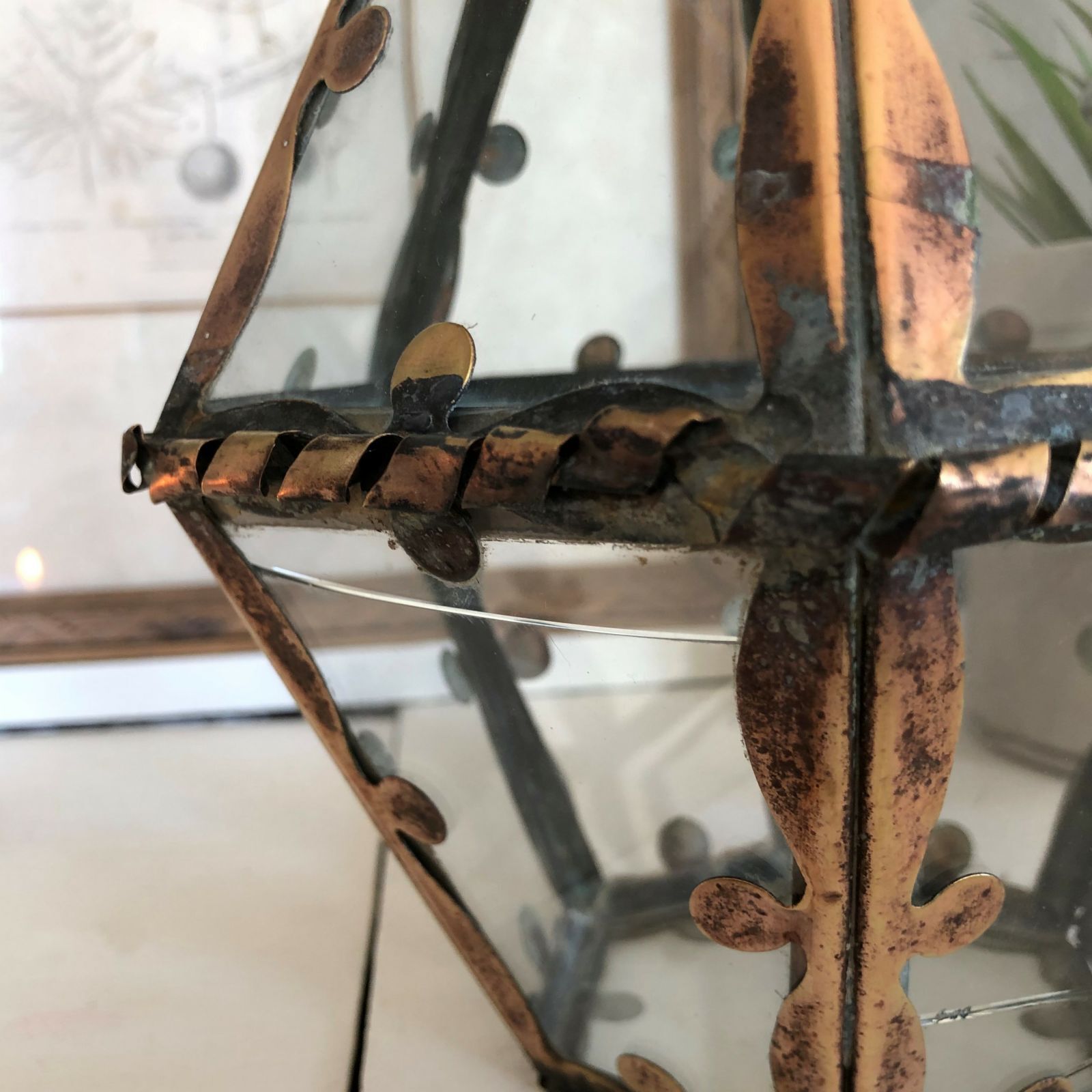 Ancient brass lantern 12 facets