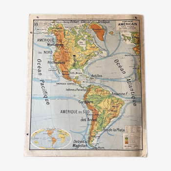Old school map No.18/18bis American Continent Vidal-Lablache - Armand Colin