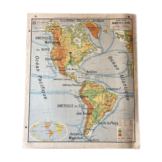 Old school map No.18/18bis American Continent Vidal-Lablache - Armand Colin