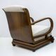 Pair of Art Dèco Italian Walnut and Velvet Armchairs and Two Ottomans, 1920