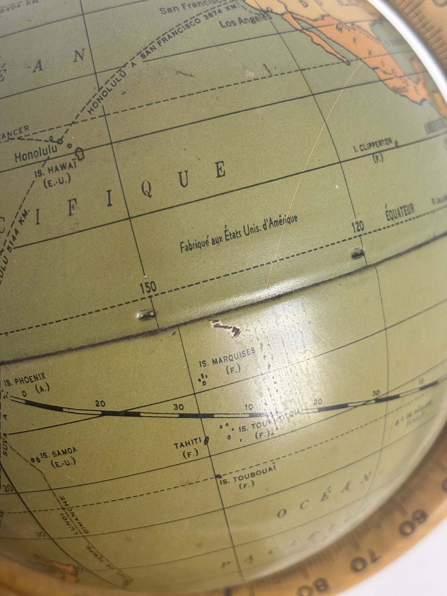 Globe vintage 1920 terrestre mappemonde métal USA - 25 cm