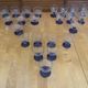 Set of 23 Stemmed Glasses Transparent Glass + Cobalt Blue Stems Vintage