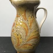 Ancien pichet tiam céramique beige décor fleurs vintage