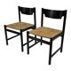 4 vintage dining room chairs with braided seat in wenge wood, 1970s
