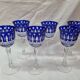 6 verres à pieds bleu cristal St Louis, 1970-80