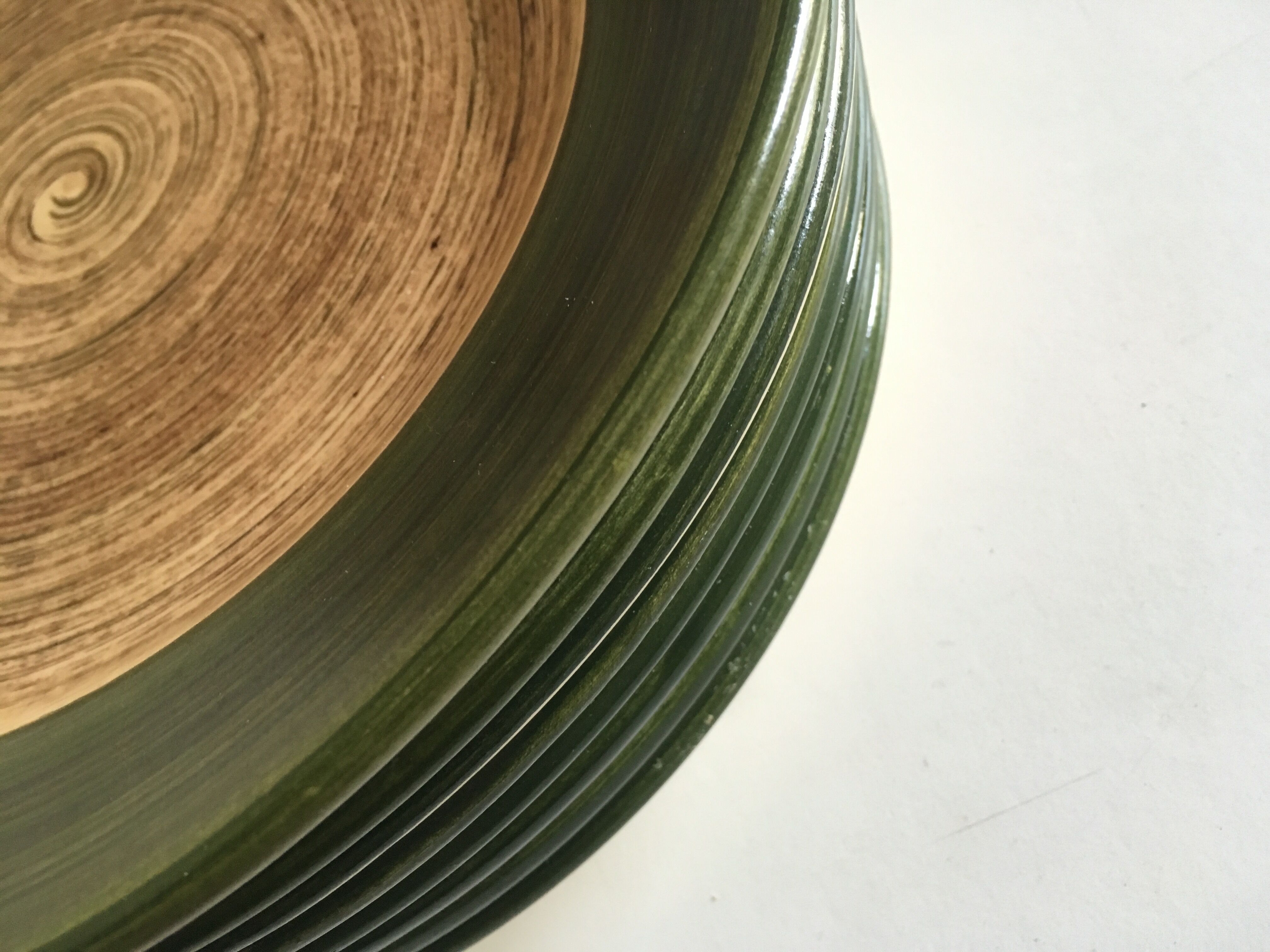 Set de 8 assiettes plates en grès 1970 St Clément bois de rondin de ferme