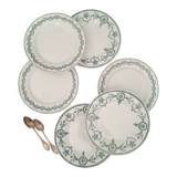 Old dessert plates mismatched in iron earth