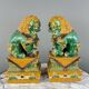 Pair of Guardian Lions in Glazed Ceramic, China, 20th Century