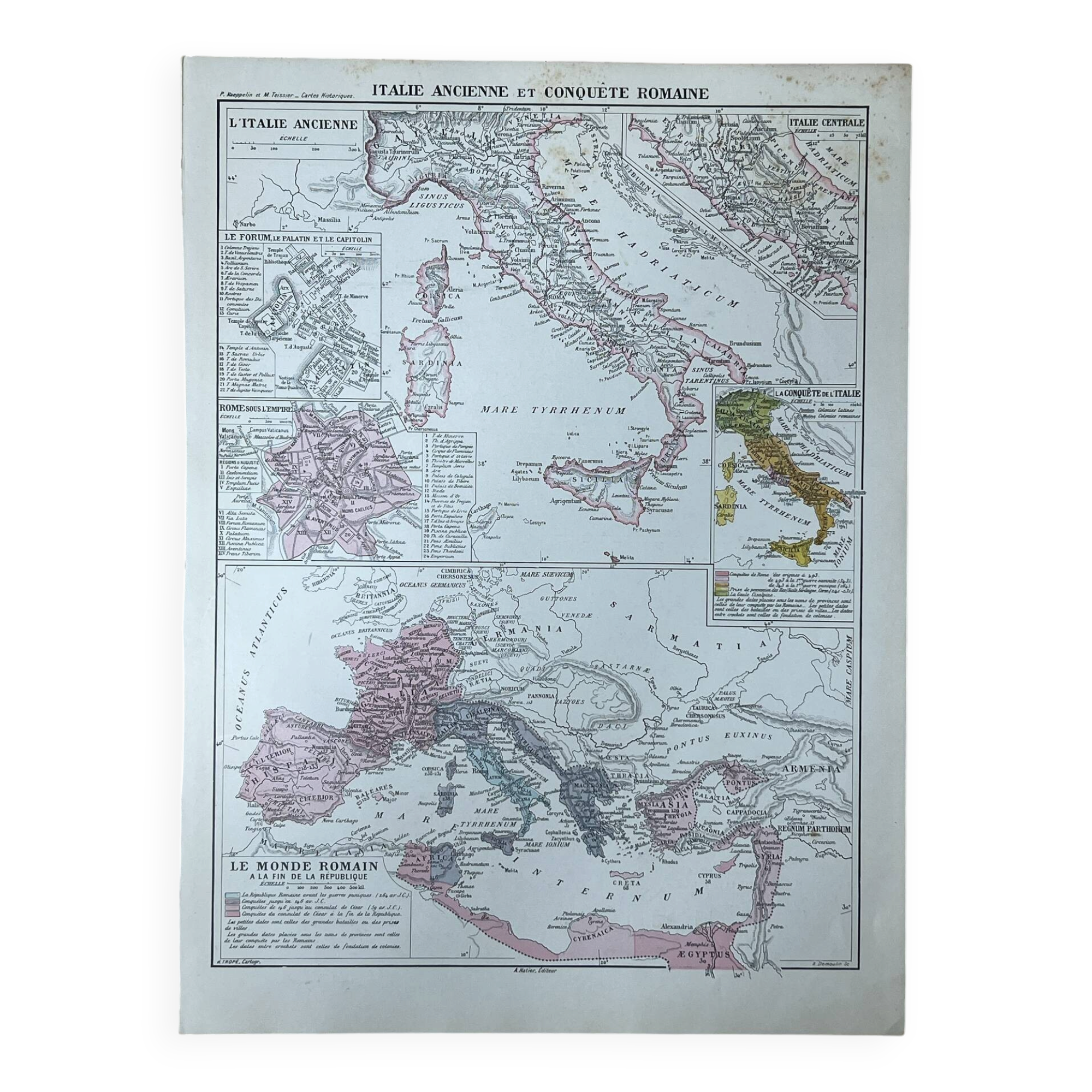 Original map of Italy - 37x27cm - 1908