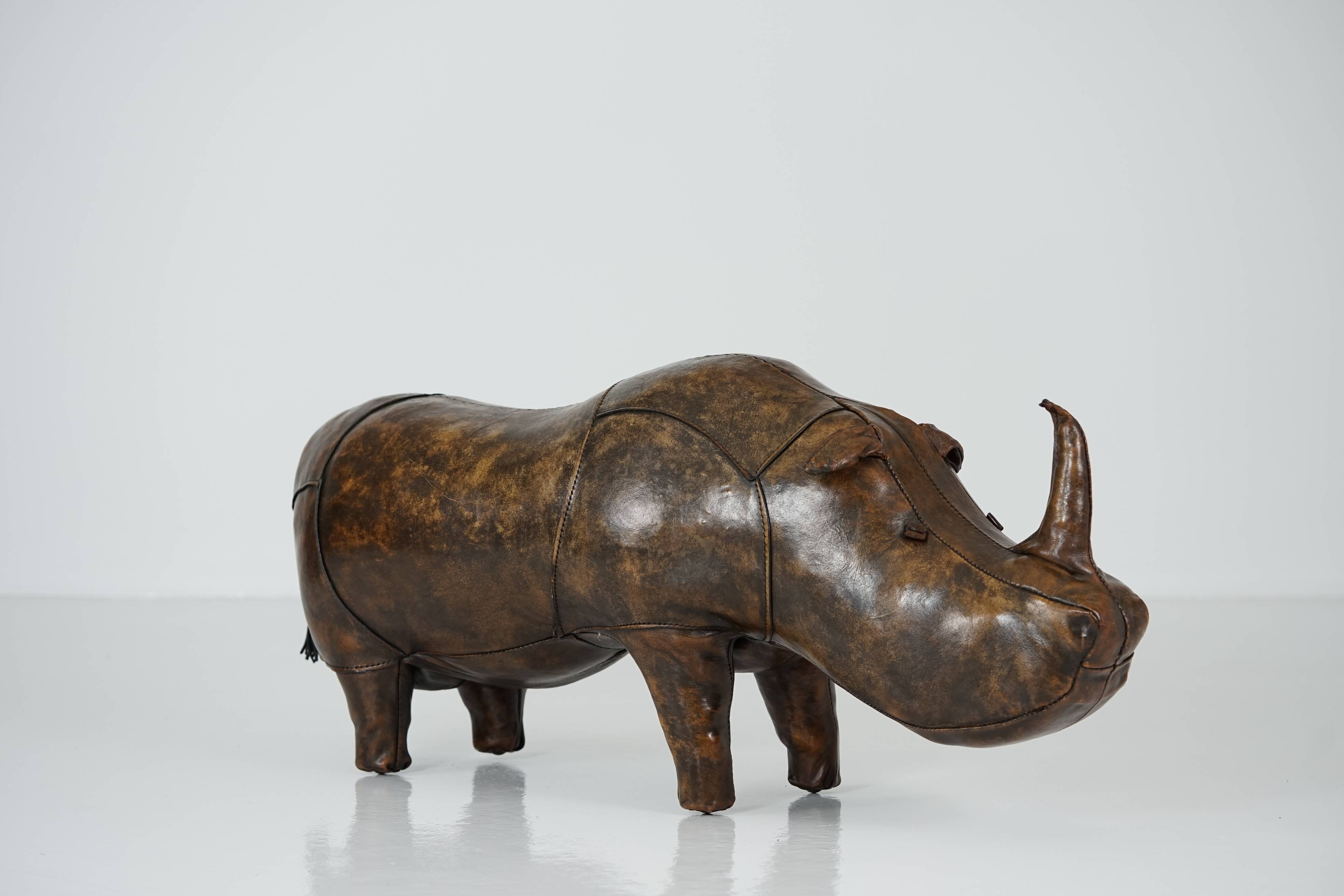 XL Rhinoceros Leather Footstool by Dimitri Omersa