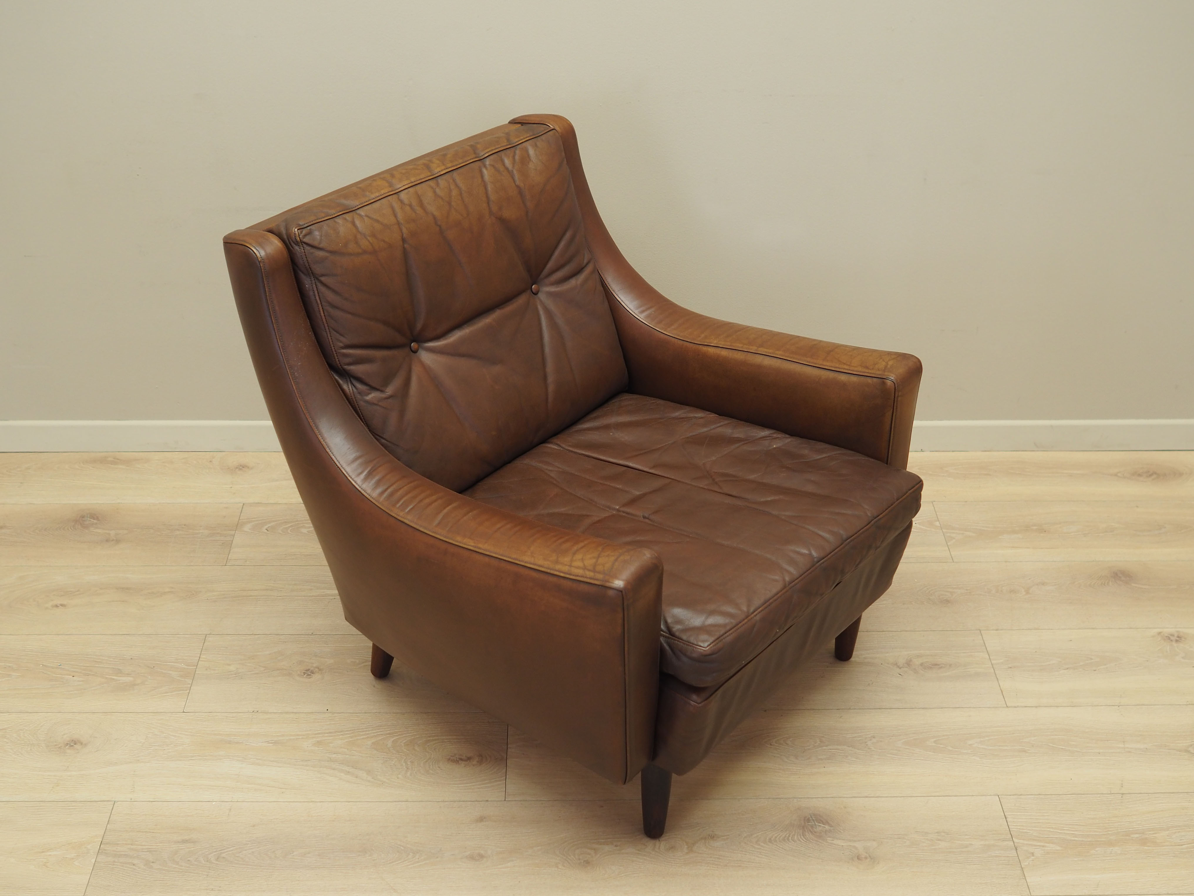 Brown leather armchair, Danish design, 1960s, designer: Edmund Jørgensen