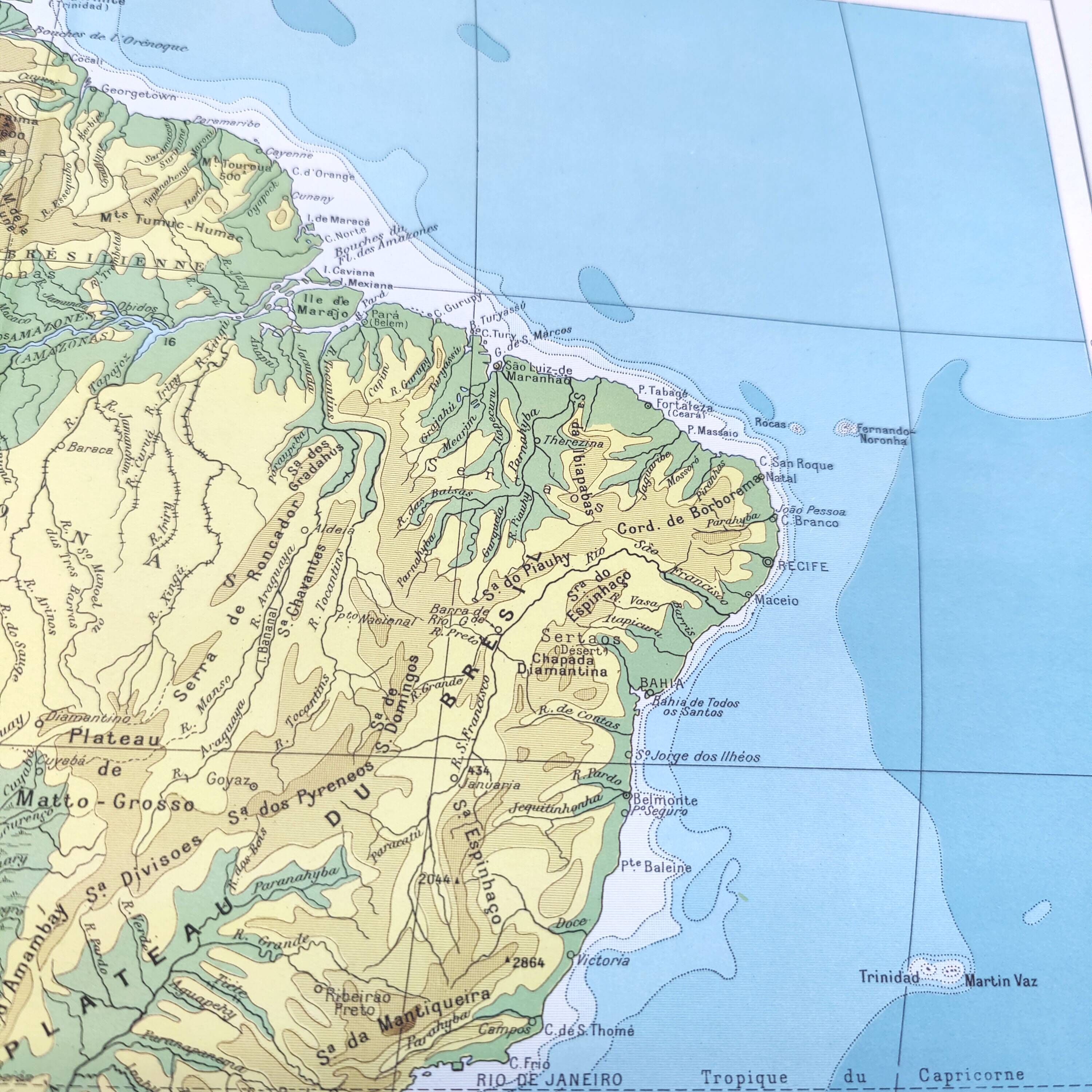 Carte de Amérique du Sud vintage de 1950