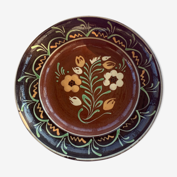 Assiette en poterie artisanale alsacienne signée henri siegfried soufflenheim vintage