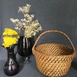 Woven straw handle basket