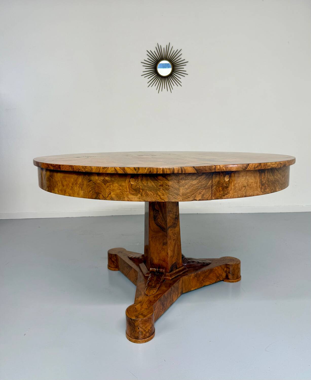 Antique large 19th century Biedermeier art deco walnut table